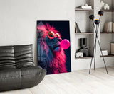 Lion Bubblegum Pop Glass Wall Art