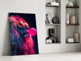 Lion Bubblegum Pop Glass Wall Art