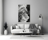 Ethereal Smoke Portrait Glass Wall Art