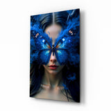 Cuadro de cristal Mariposa azul mística - 72x46 cm