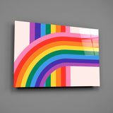 Colorful Rainbow Stripes Glass Wall Art