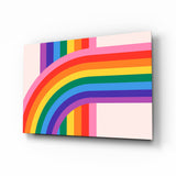 Colorful Rainbow Stripes Glass Wall Art