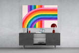 Colorful Rainbow Stripes Glass Wall Art