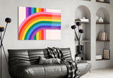Colorful Rainbow Stripes Glass Wall Art