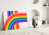 Colorful Rainbow Stripes Glass Wall Art