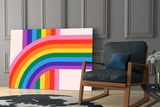 Colorful Rainbow Stripes Glass Wall Art