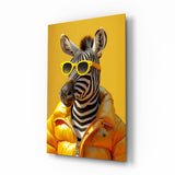 Stylish Zebra Puffer Glass Wall Art - 72x46 cm