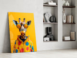 Giraffe in Sunglasses Pop Glass Wall Art