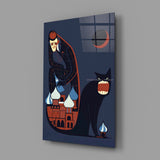 Mystic Cat and Architect Glass Wall Art