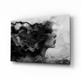 Noir Silhouette Flow Glass Wall Art - 72x46 cm