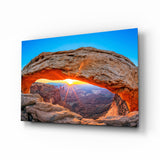 Sunset Through Arch Glass Wall Art - 72x46 cm
