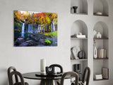 Autumn Waterfall Serenity Glass Wall Art