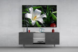 Elegant White Lily Glass Wall Art