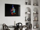 Neon Fish on Black Glass Wall Art