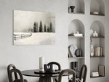 Snowy Pine Forest Path Glass Wall Art