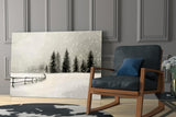 Snowy Pine Forest Path Glass Wall Art