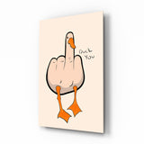 Duck You Middle Finger Glass Wall Art