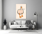 Duck You Middle Finger Glass Wall Art
