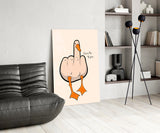 Duck You Middle Finger Glass Wall Art