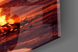 Phoenix Rising from Flames Glass Wall Art