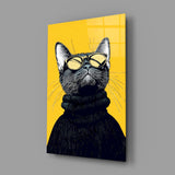 Cool Cat in Shades Glass Wall Art