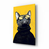 Cool Cat in Shades Glass Wall Art