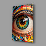 Vibrant Eye Abstract Glass Wall Art