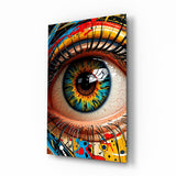 Vibrant Eye Abstract Glass Wall Art