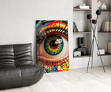 Vibrant Eye Abstract Glass Wall Art