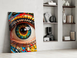 Vibrant Eye Abstract Glass Wall Art