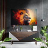 Perfil de león en brasas ardientes cuadro de aluminio cepillado Dibond - 60x39 cm
