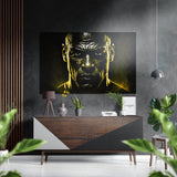 Boxerblick im bernsteinfarbenen Konturlicht Gebürstetes Aluminium-Dibond Wandbild - 60x39 cm
