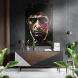 Crimson Drip Brooding Man Portrait Brushed Aluminum Dibond Wall Art - 60x39 cm