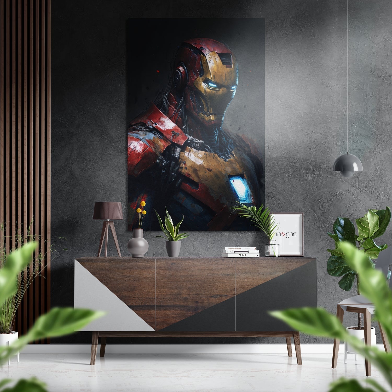 iron man helmet canvas panting Iron Man Brushed Aluminium Dibond Wall Art – Insigneart EU