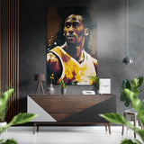 Basketteur en maillot jaune tableau mural en aluminium brossé Dibond - 60x39 cm
