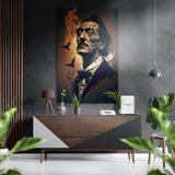 Portrait aux chauves-souris ambrées et nœud papillon tableau mural en aluminium brossé Dibond - 60x39 cm