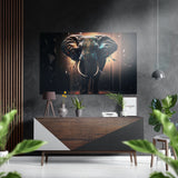Backlit Shattered Fragments Front Elephant Brushed Aluminum Dibond Wall Art - 60x39 cm