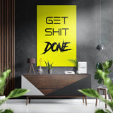 « Get Shit Done » au pinceau jaune tableau mural en aluminium brossé Dibond - 60x39 cm