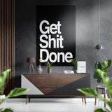 «Get Shit Done» bianco e nero quadro in alluminio spazzolato Dibond - 60x39 cm