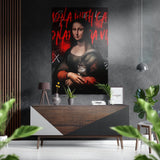 Quadro da parete Monna Lisa con gatto in alluminio spazzolato Dibond - 60x39 cm