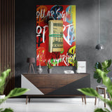 Cuadro mural Dólar de aluminio cepillado Dibond - 60x39 cm