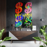 Regenbogen-Dollarzeichen-Raster als Graffiti Gebürstetes Aluminium-Dibond Wandbild - 60x39 cm
