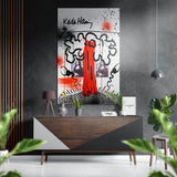 Keith Haring Wandbild auf gebürstetem Aluminium-Dibond - 60x39 cm