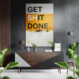 „Get Shit Done“ mit bernsteinfarbenen Läufern Gebürstetes Aluminium-Dibond Wandbild - 60x39 cm