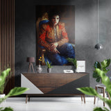 Crimson Gold Jacket Blue Throne Brushed Aluminum Dibond Wall Art - 60x39 cm