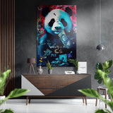 Blauer Panda im Dollarregen Gebürstetes Aluminium-Dibond Wandbild - 60x39 cm