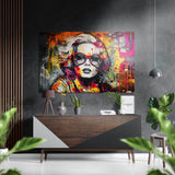 Magenta Graffiti Red Frame Shades Brushed Aluminum Dibond Wall Art - 60x39 cm