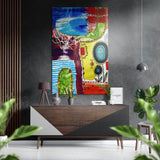 Kandinsky Blauer Bogen mit floralen Kreisen Gebürstetes Aluminium-Dibond Wandbild - 60x39 cm