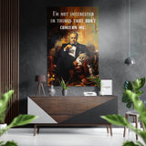 Affiche : homme en smoking avec chat et citation tableau mural en aluminium brossé Dibond - 60x39 cm