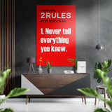 Citation rouge « Two Rules for Success » tableau mural en aluminium brossé Dibond - 60x39 cm